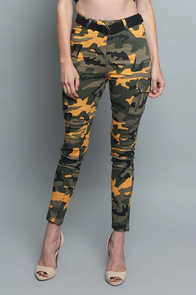 Women's Cargo Color Camo Skinny Pants - Image 10