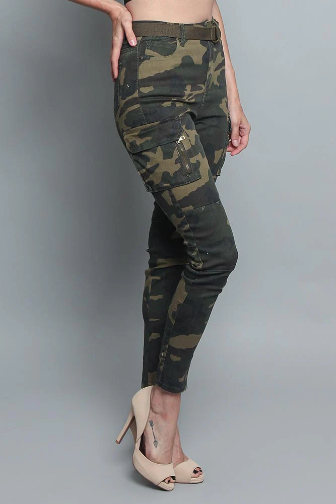 Women's Cargo Color Camo Skinny Pants - Image 12