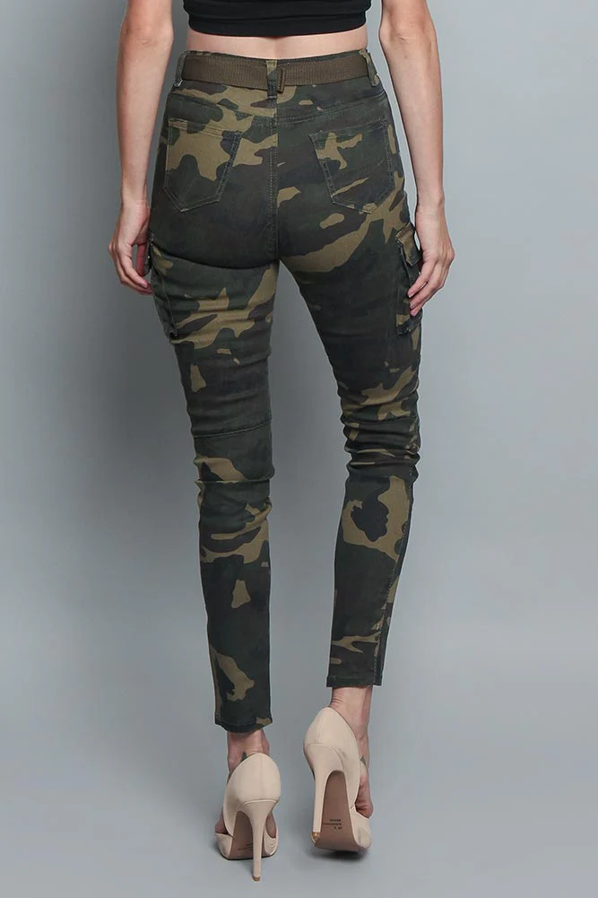 Women's Cargo Color Camo Skinny Pants - Image 13