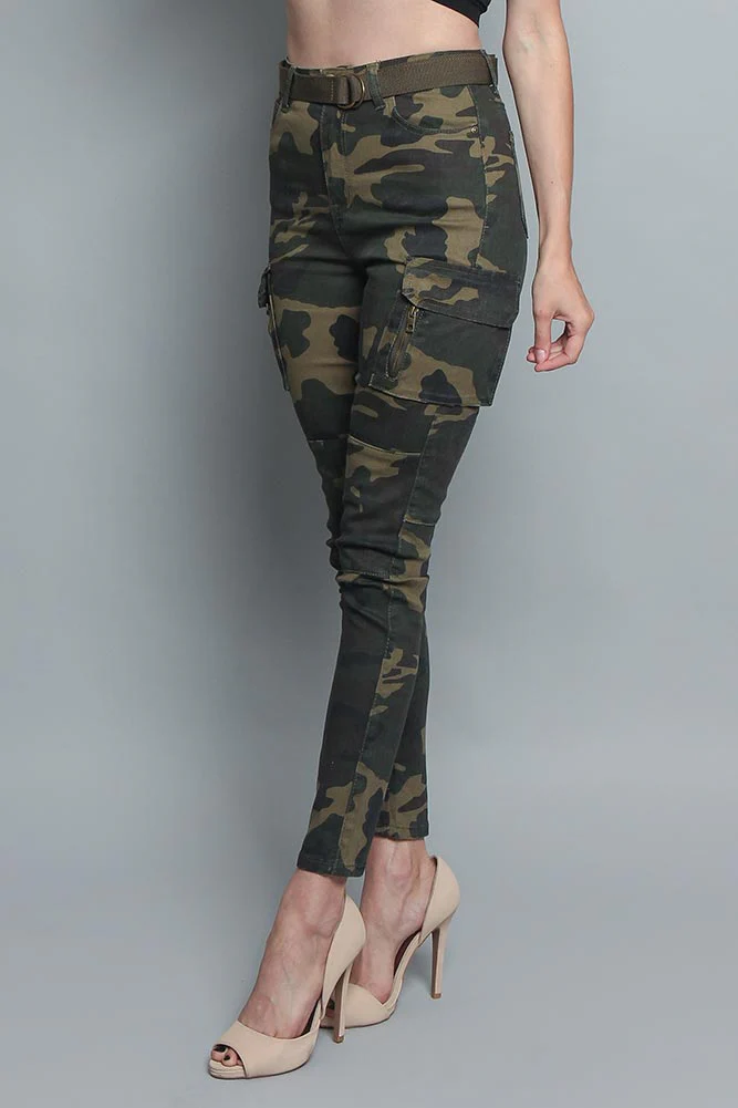 Women's Cargo Color Camo Skinny Pants - Image 14