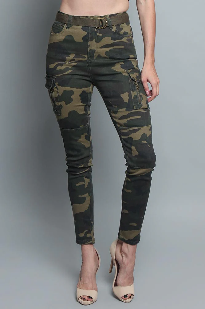 Women's Cargo Color Camo Skinny Pants - Image 15