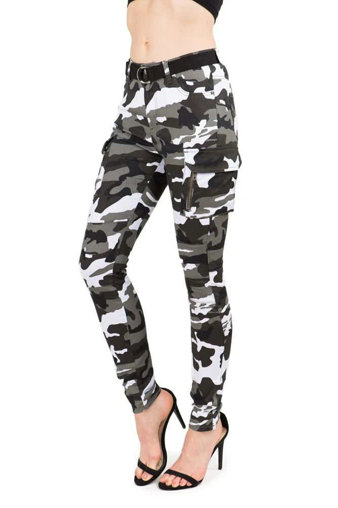 Women's Cargo Color Camo Skinny Pants - Image 17