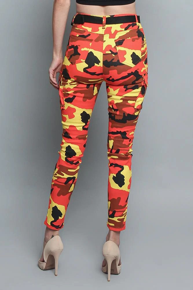 Women's Cargo Color Camo Skinny Pants - Image 3