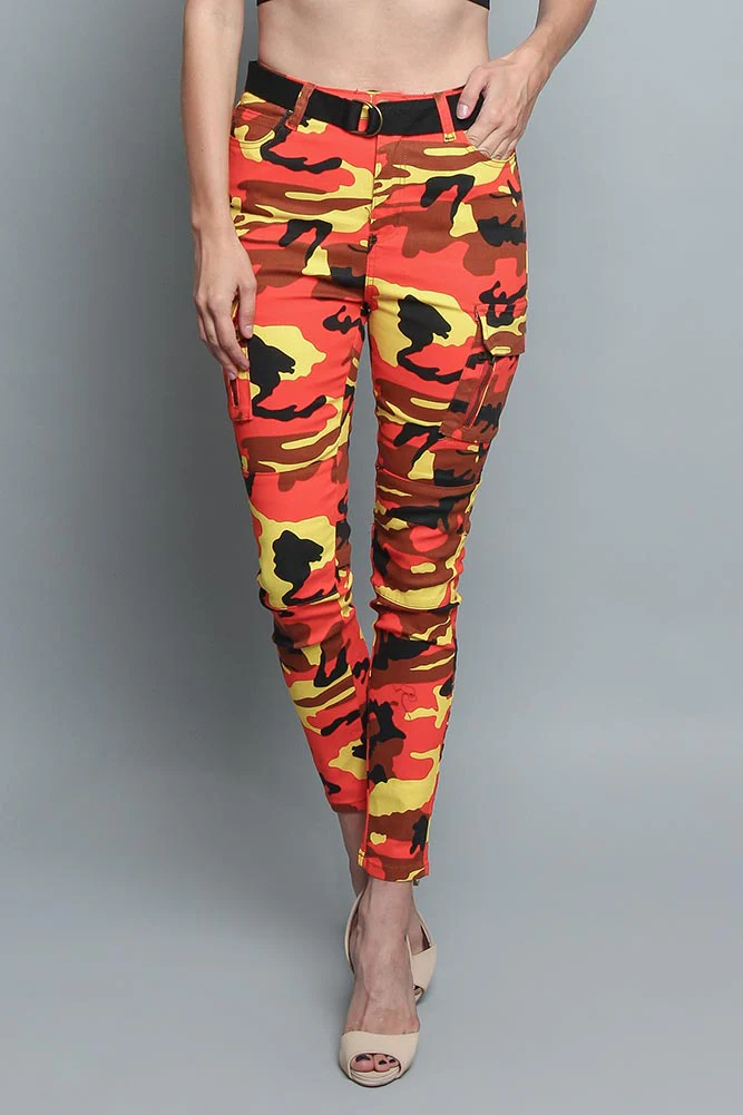 Women's Cargo Color Camo Skinny Pants - Image 5