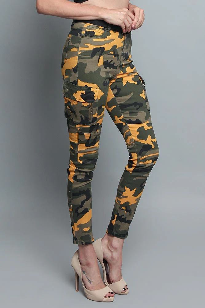 Women's Cargo Color Camo Skinny Pants - Image 7