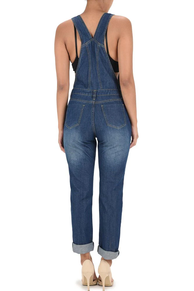 Women's Classic Style Skinny Overalls - Image 3