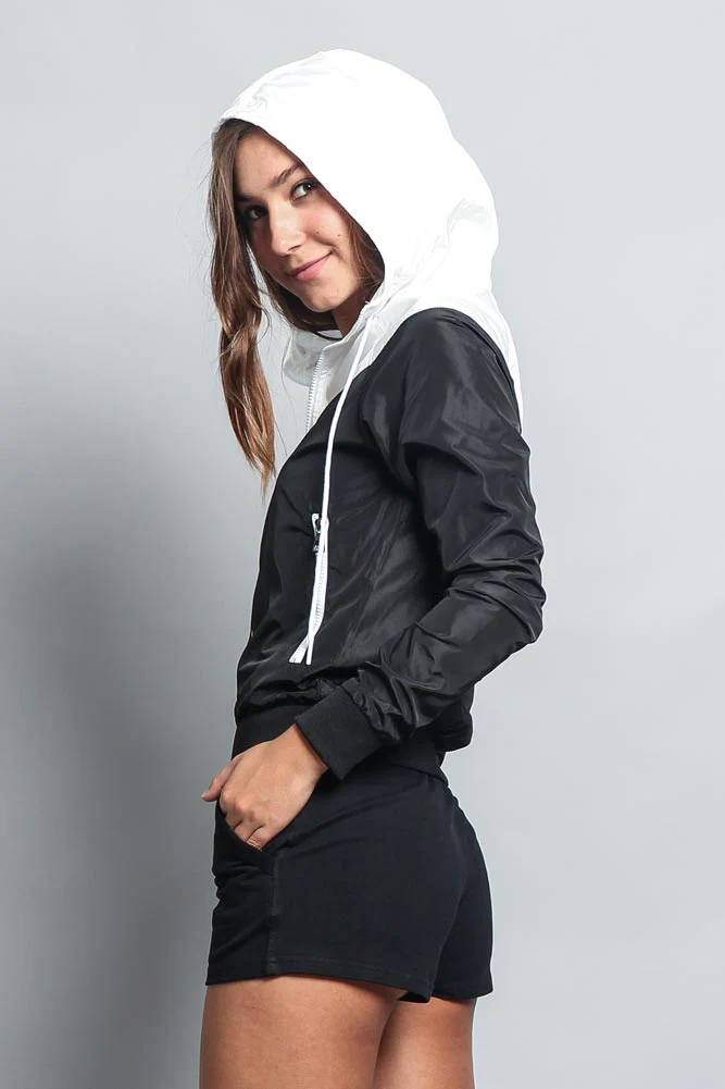 Women's Color Block Hooded Windbreaker Jacket - Image 14