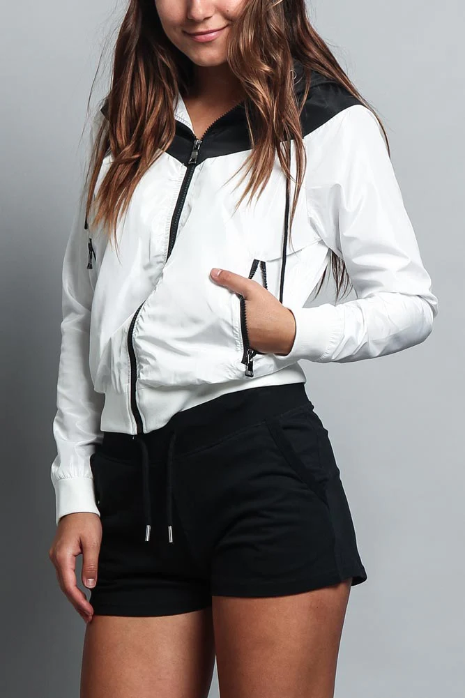 Women's Color Block Hooded Windbreaker Jacket - Image 23