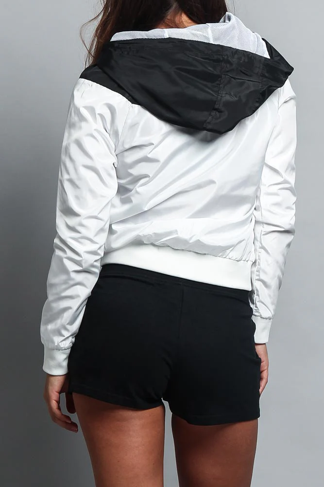 Women's Color Block Hooded Windbreaker Jacket - Image 24