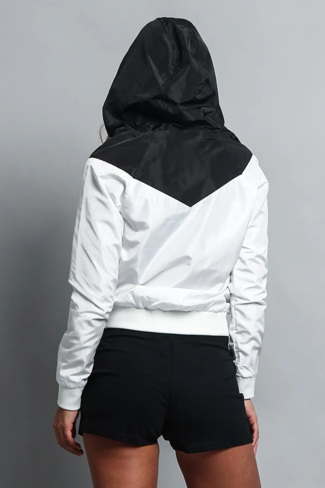 Women's Color Block Hooded Windbreaker Jacket - Image 28
