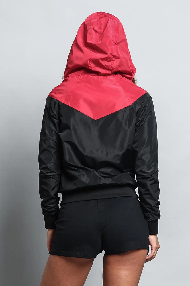 Women's Color Block Hooded Windbreaker Jacket - Image 8