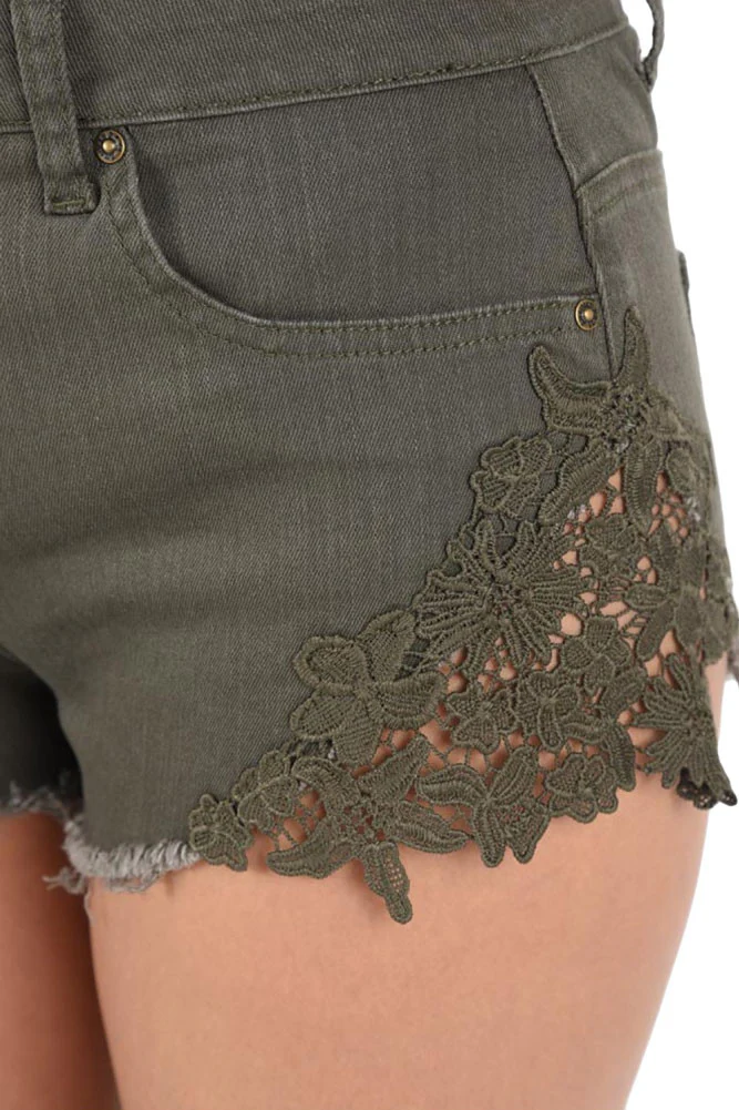 Women's Colored Cut-Off Side Lace Shorts - Image 9
