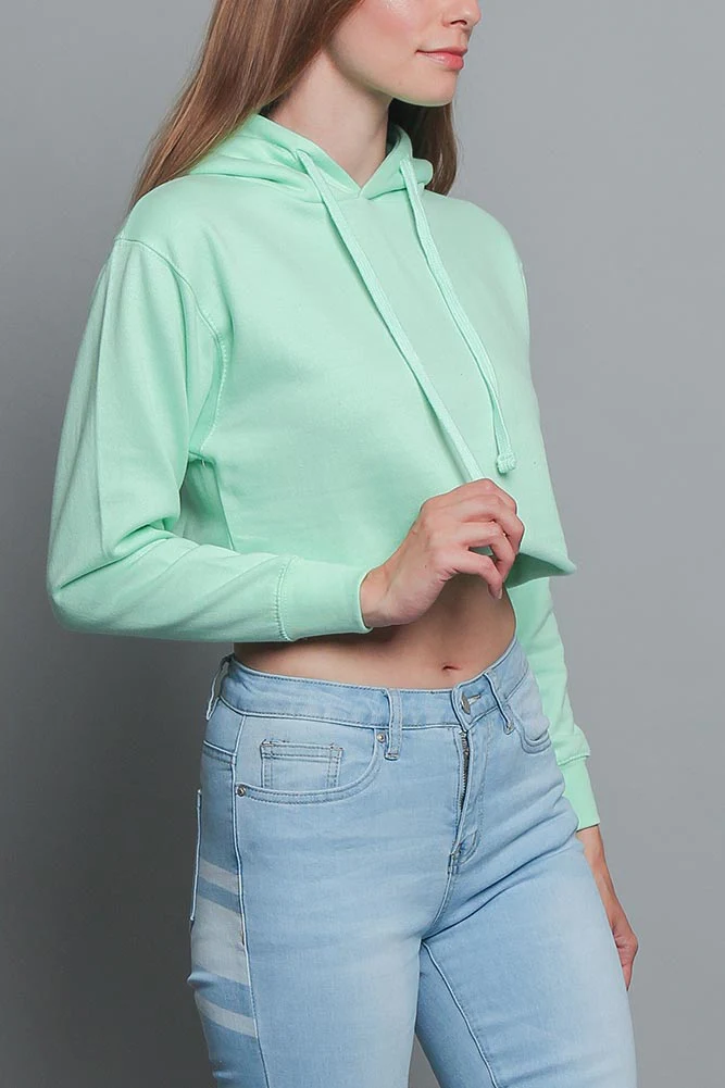 Women's Essential Cropped Long Sleeve Hoodie - Image 75