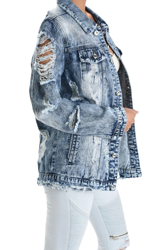 Women's Destroyed Boyfriend Jacket - Image 2