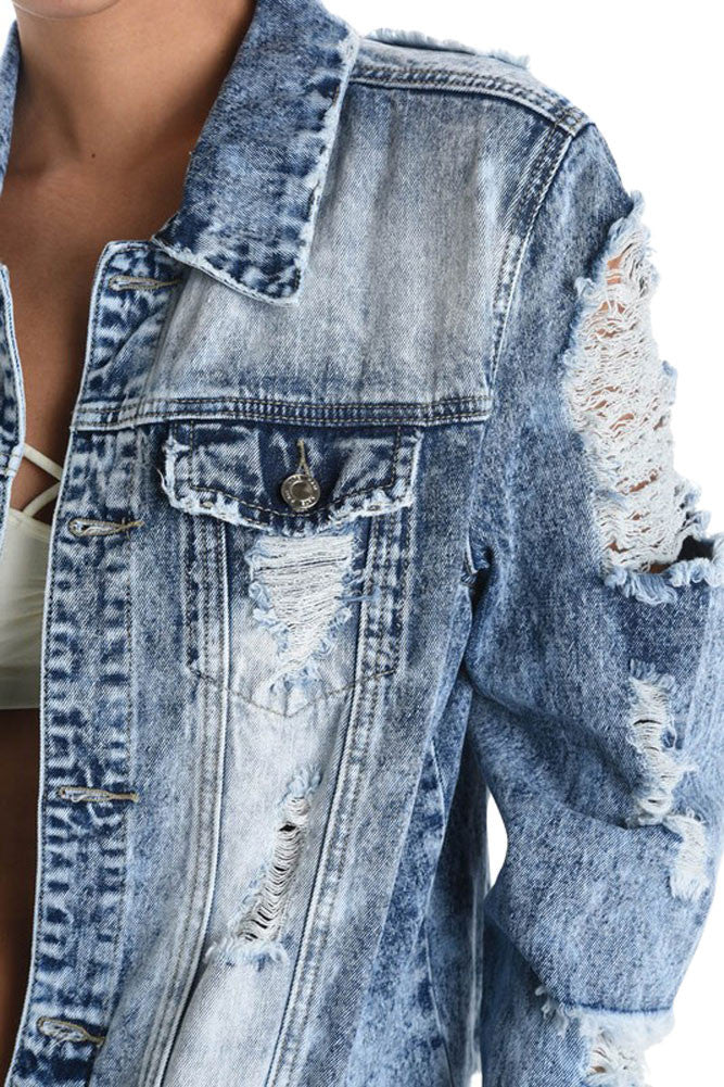 Women's Destroyed Boyfriend Jacket - Image 4