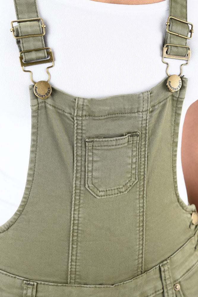 Women's Destroyed Color Denim Short Overalls - Image 17
