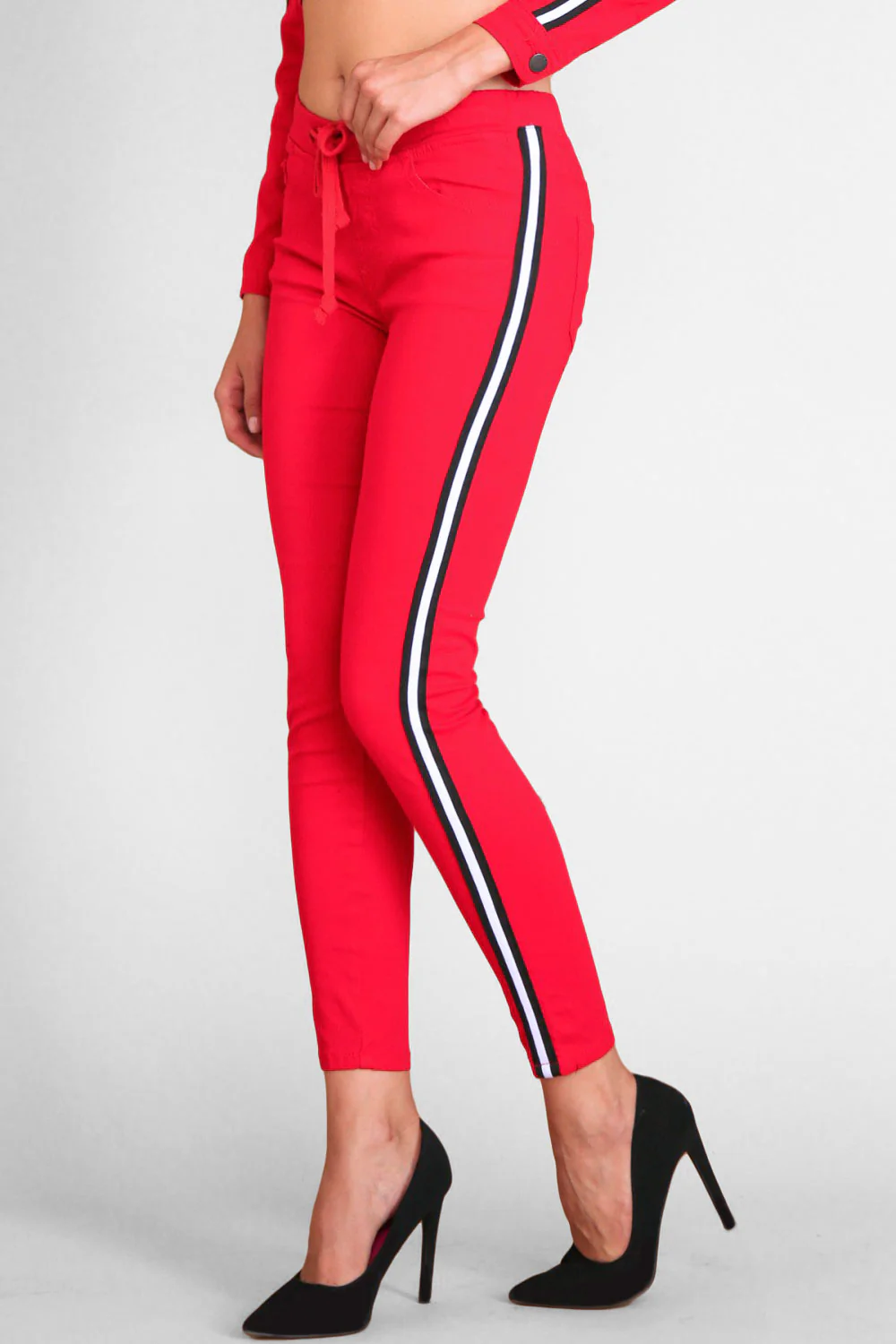 Women's Destroyed Side Striped Band Jacket and Jogger Set - Image 10