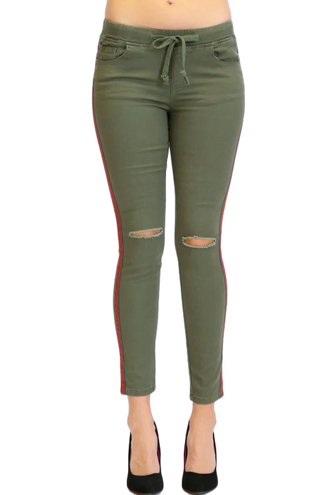 Women's Destroyed Side Striped Band Jacket and Jogger Set - Image 14