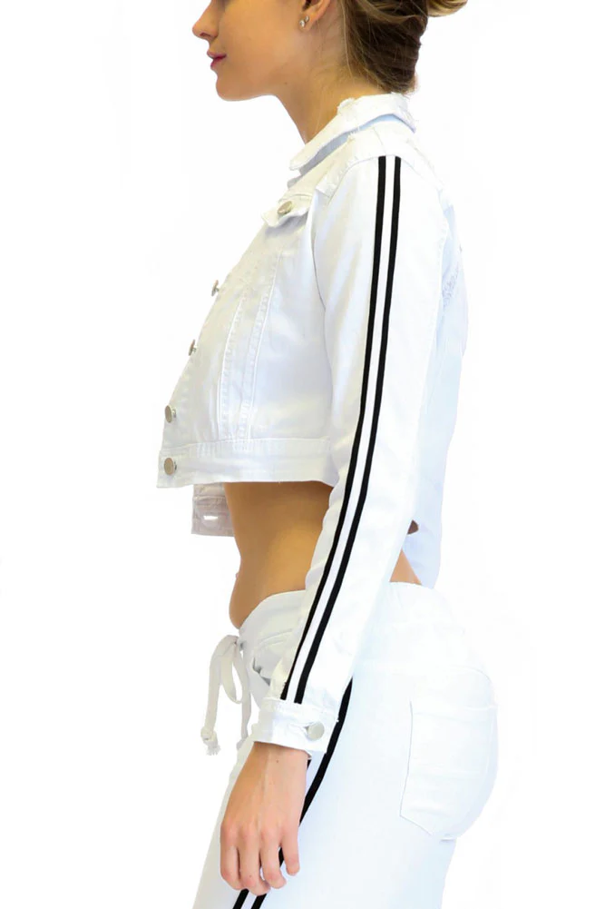 Women's Destroyed Side Striped Band Jacket and Jogger Set - Image 17