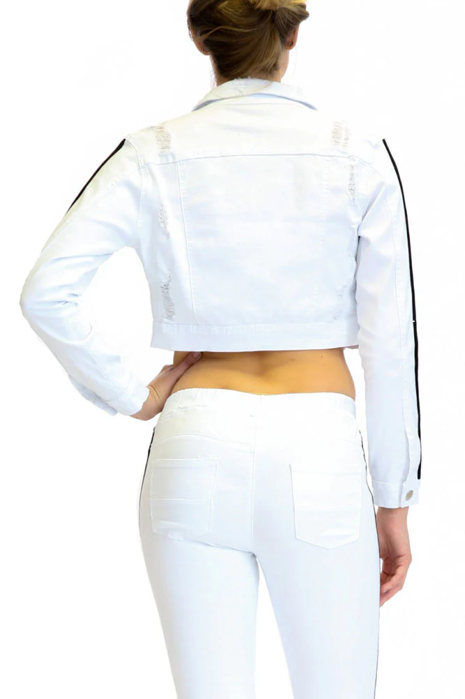 Women's Destroyed Side Striped Band Jacket and Jogger Set - Image 18