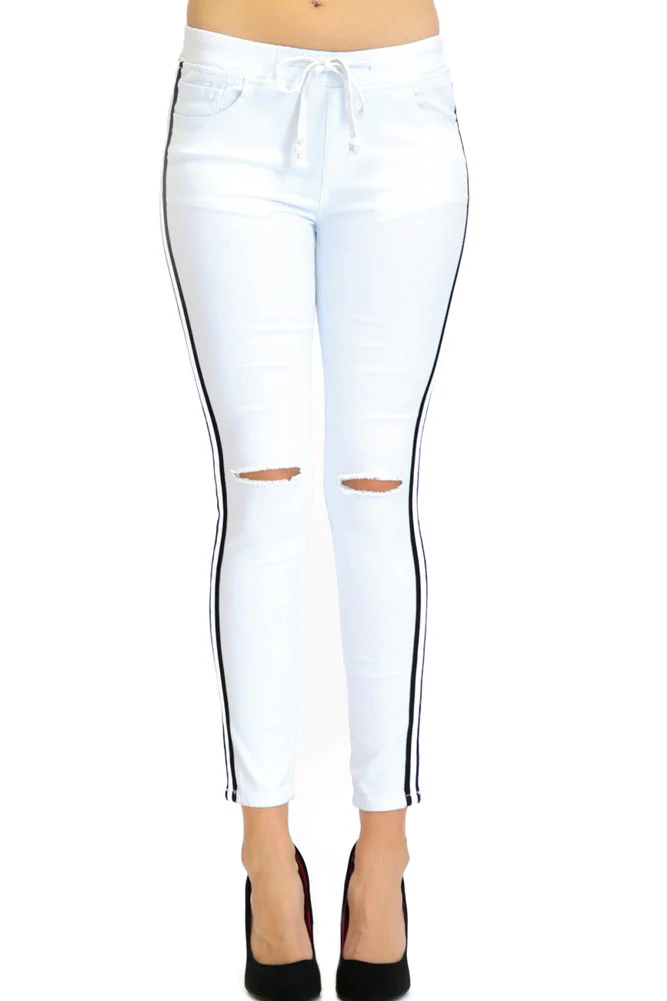 Women's Destroyed Side Striped Band Jacket and Jogger Set - Image 19