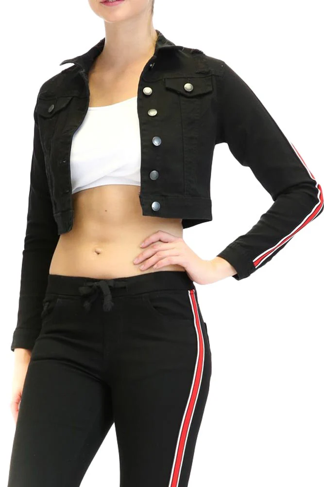 Women's Destroyed Side Striped Band Jacket and Jogger Set - Image 24