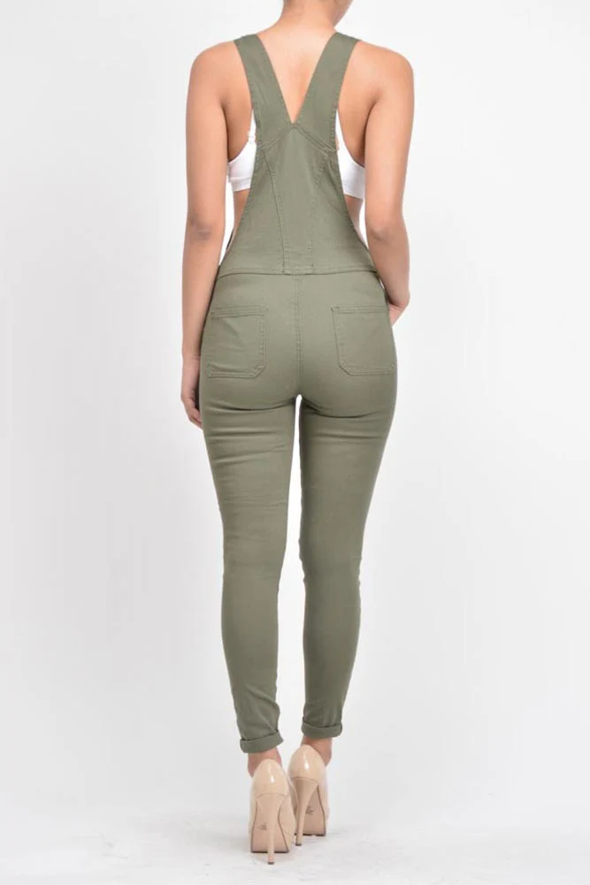 Women's Destroyed Skinny Overalls - Image 16