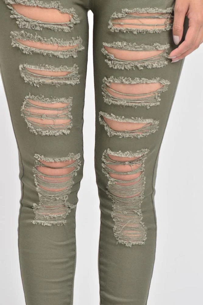 Women's Destroyed Skinny Overalls - Image 17