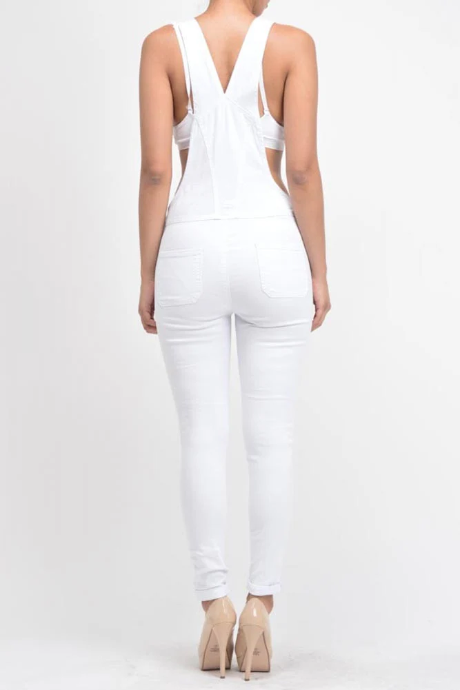 Women's Destroyed Skinny Overalls - Image 24