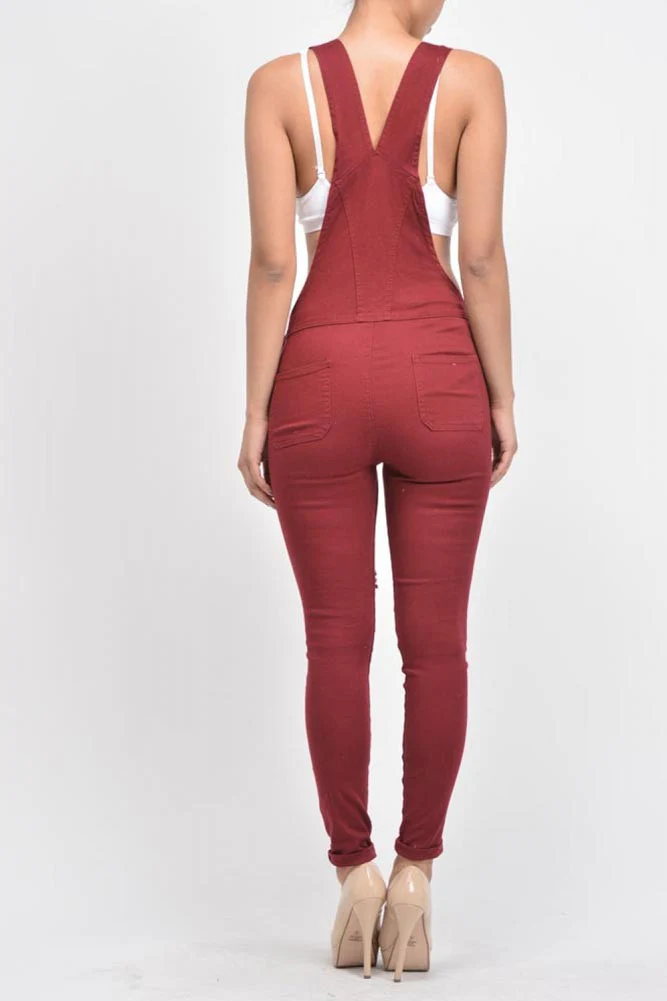 Women's Destroyed Skinny Overalls - Image 9