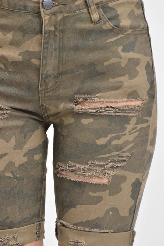 Women's Destroyed Skinny Shorts - Image 15