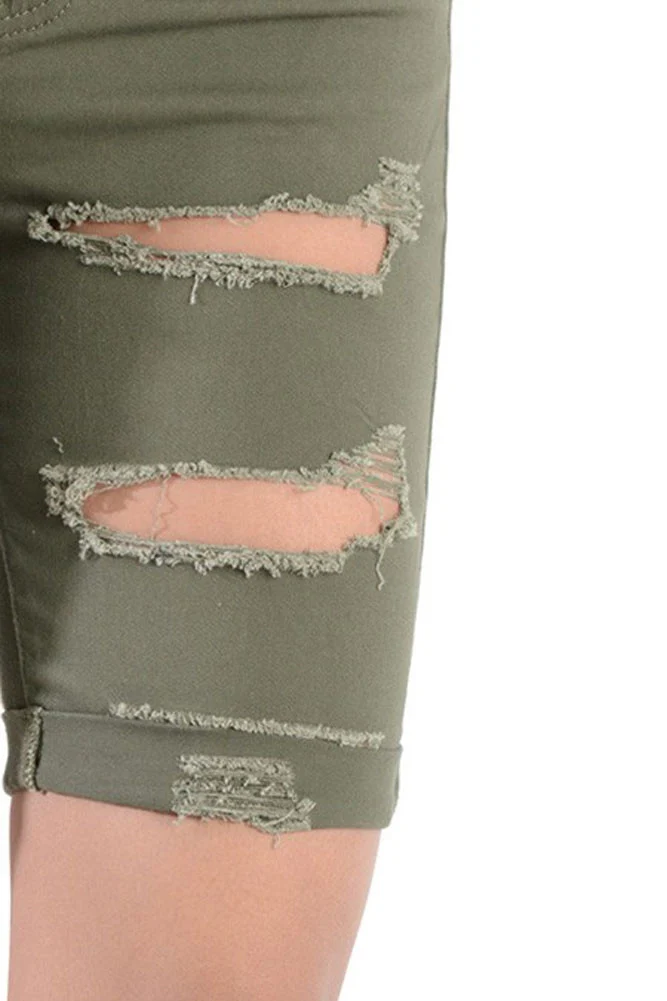 Women's Destroyed Skinny Shorts - Image 5