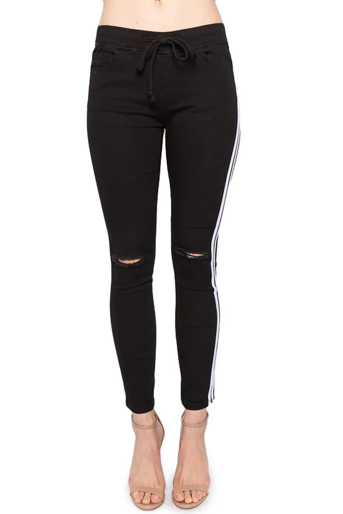 Women's Destroyed Thick Side Striped Jogger - Image 11
