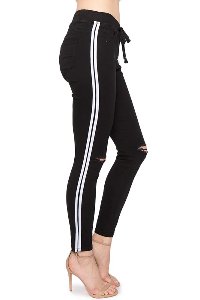 Women's Destroyed Thick Side Striped Jogger - Image 12