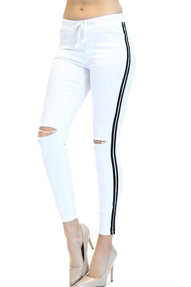 Women's Destroyed Thick Side Striped Jogger - Image 5