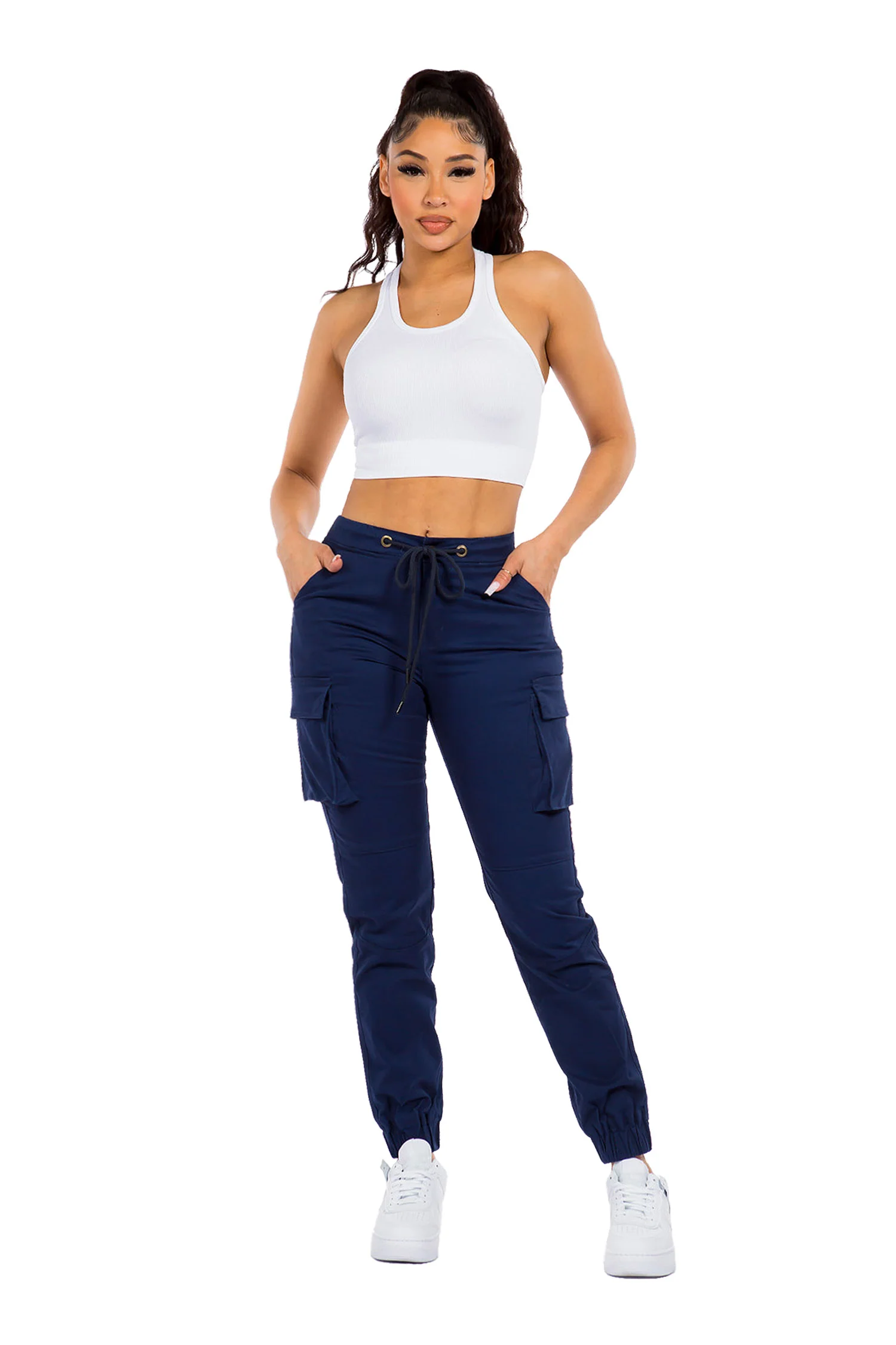 Women's Essential High Rise Cargo Joggers - Image 25