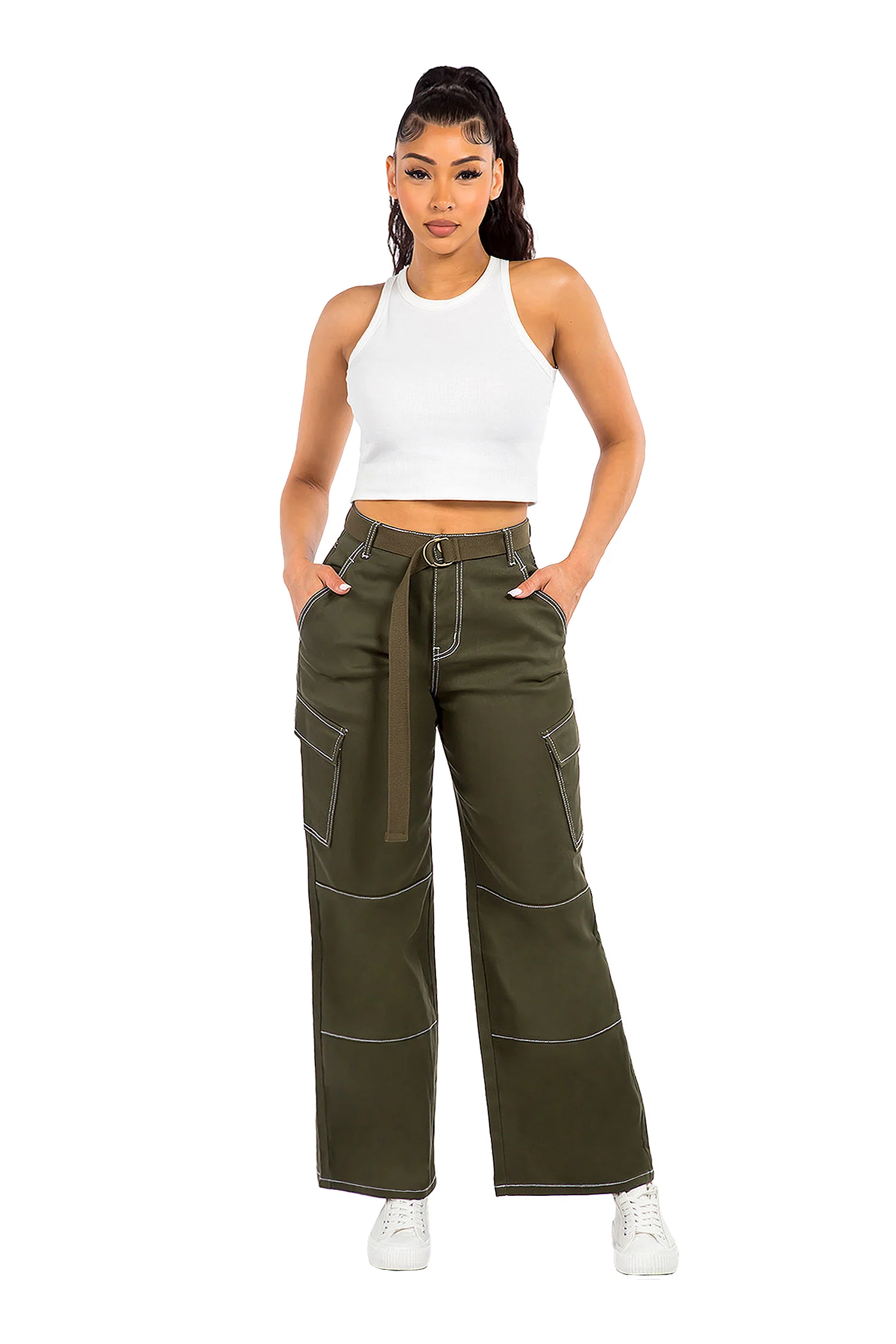Women's Essential High Rise Carpenter Wide Leg Jeans - Image 4