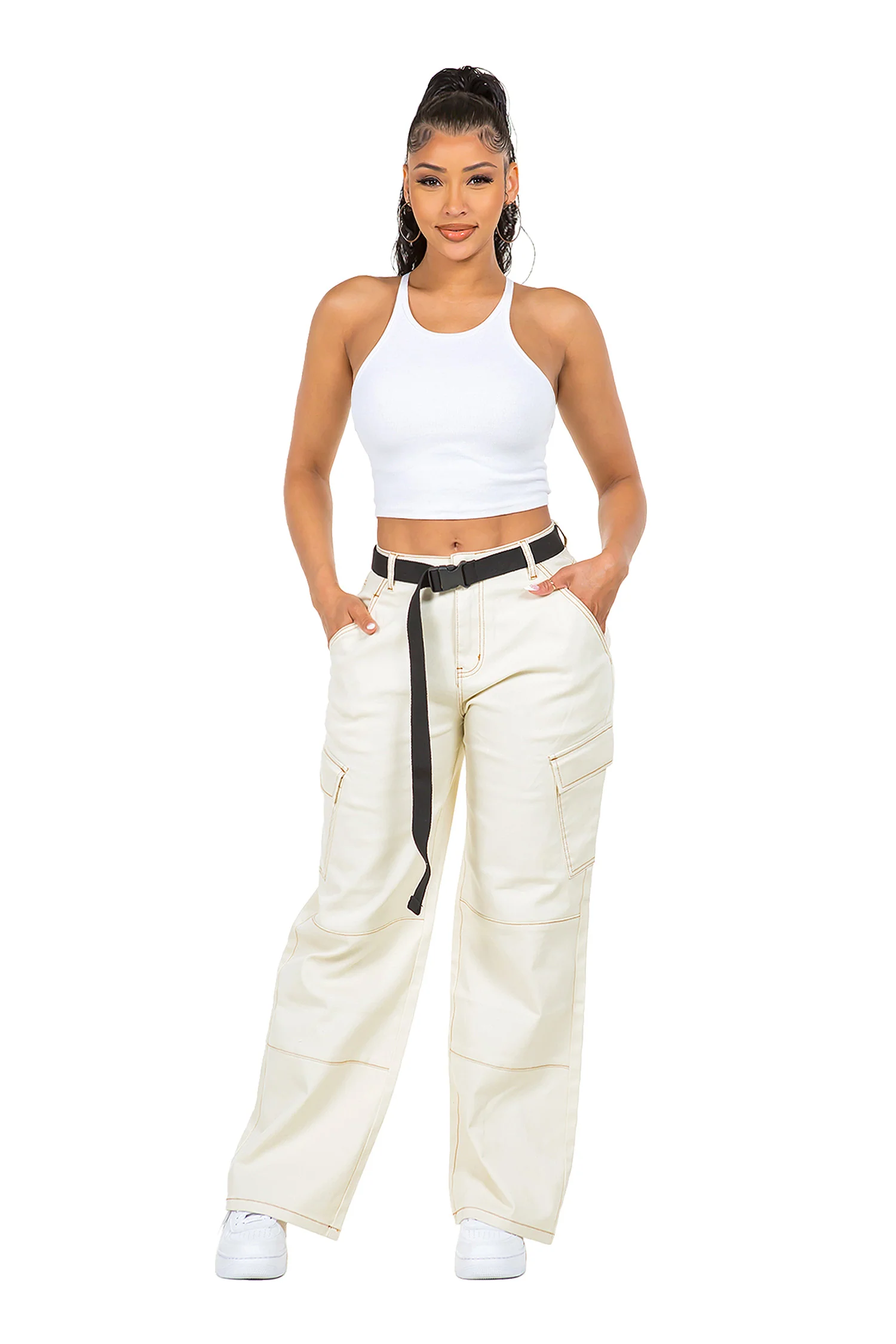 Women's Essential High Rise Carpenter Wide Leg Jeans - Image 9