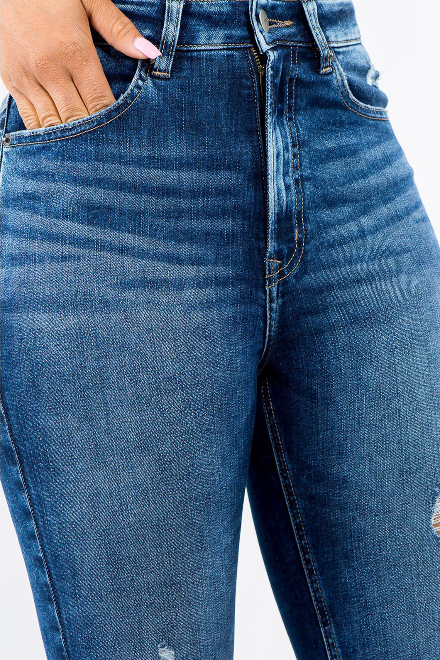 Women's Essential High Rise Distressed Skinny Jeans - Image 10