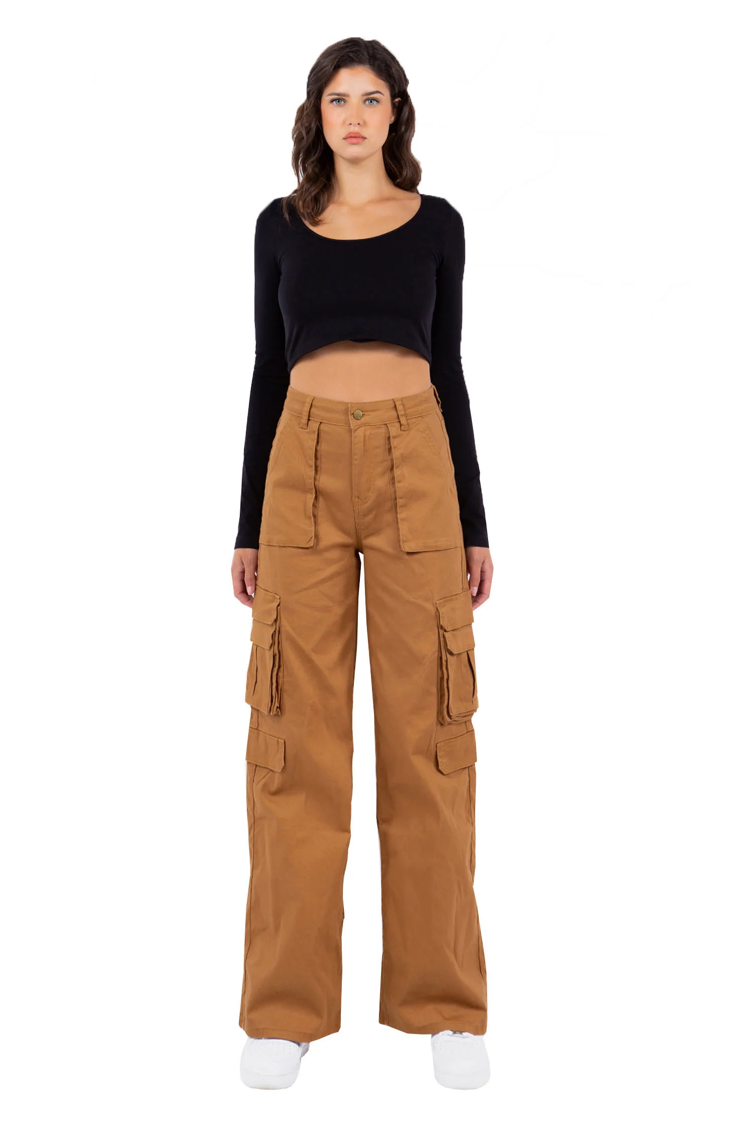 Women's Essential High Waist Multi Pocket Cargo Pants - Image 8