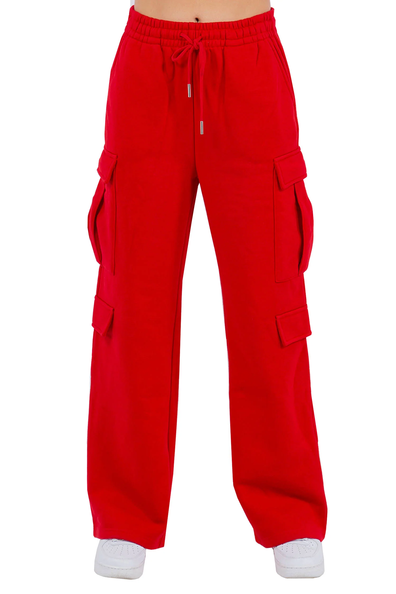 Women's Essential High Waist Wide Fit Cargo Sweat Pants - Image 11