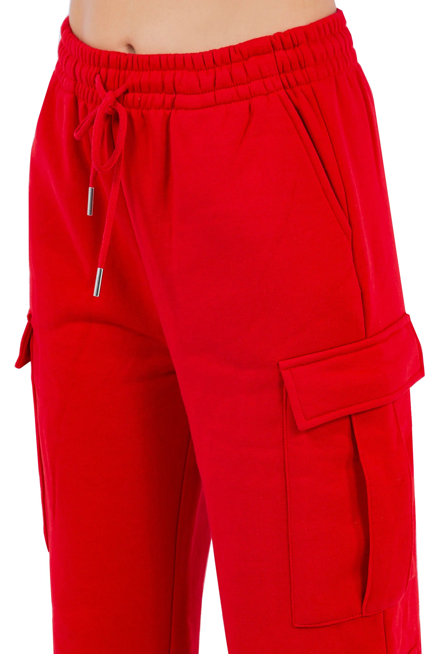 Women's Essential High Waist Wide Fit Cargo Sweat Pants - Image 15