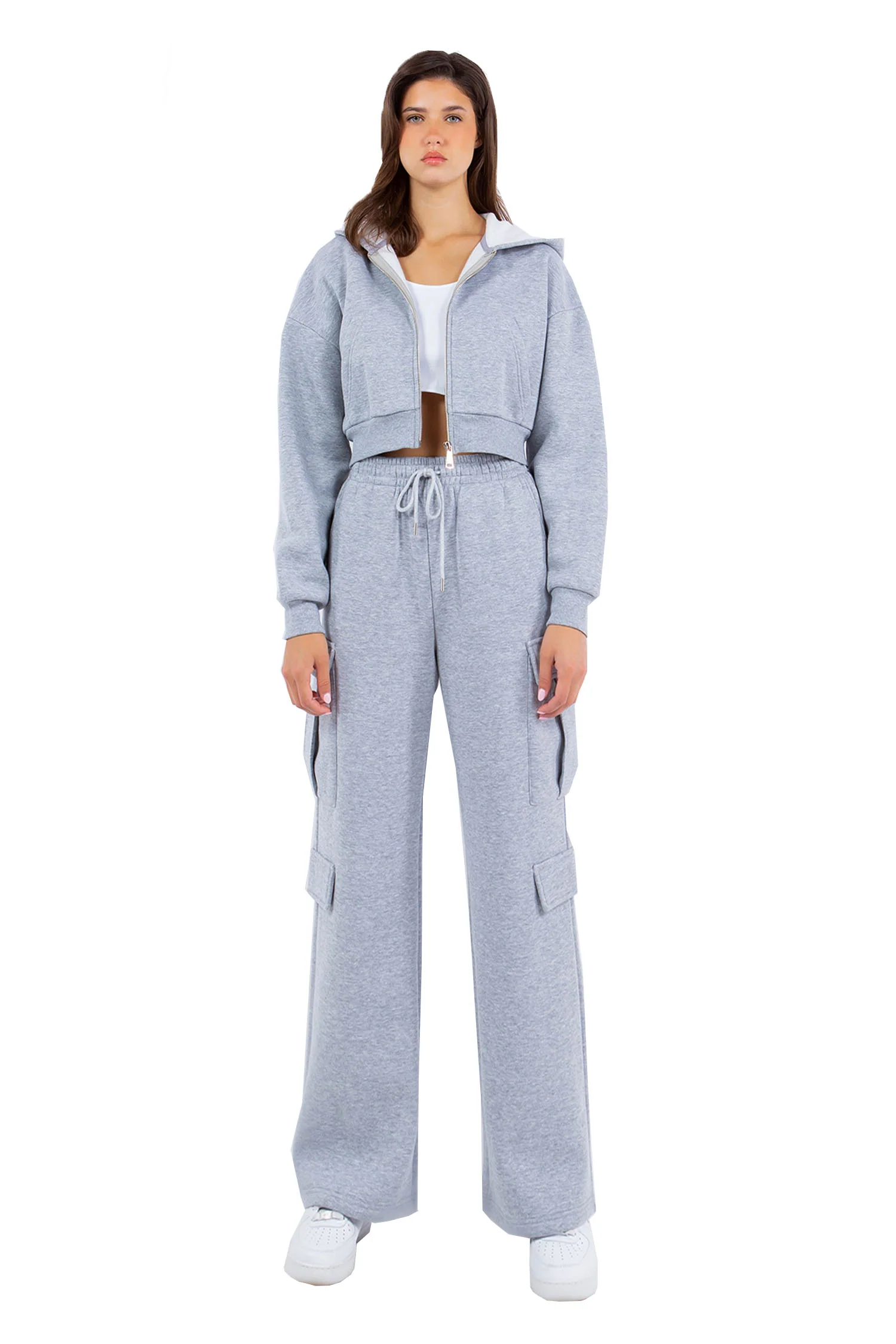 Women's Essential High Waist Wide Fit Cargo Sweat Pants - Image 4