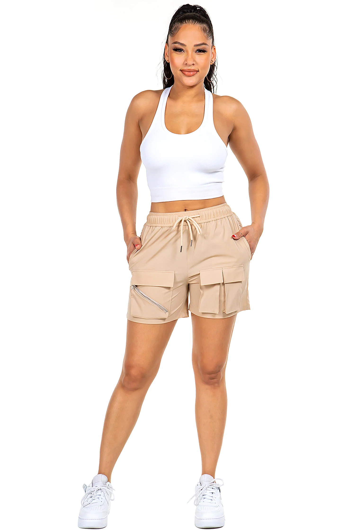 Women's Essential Light Weight Cargo Nylon Shorts - Image 18