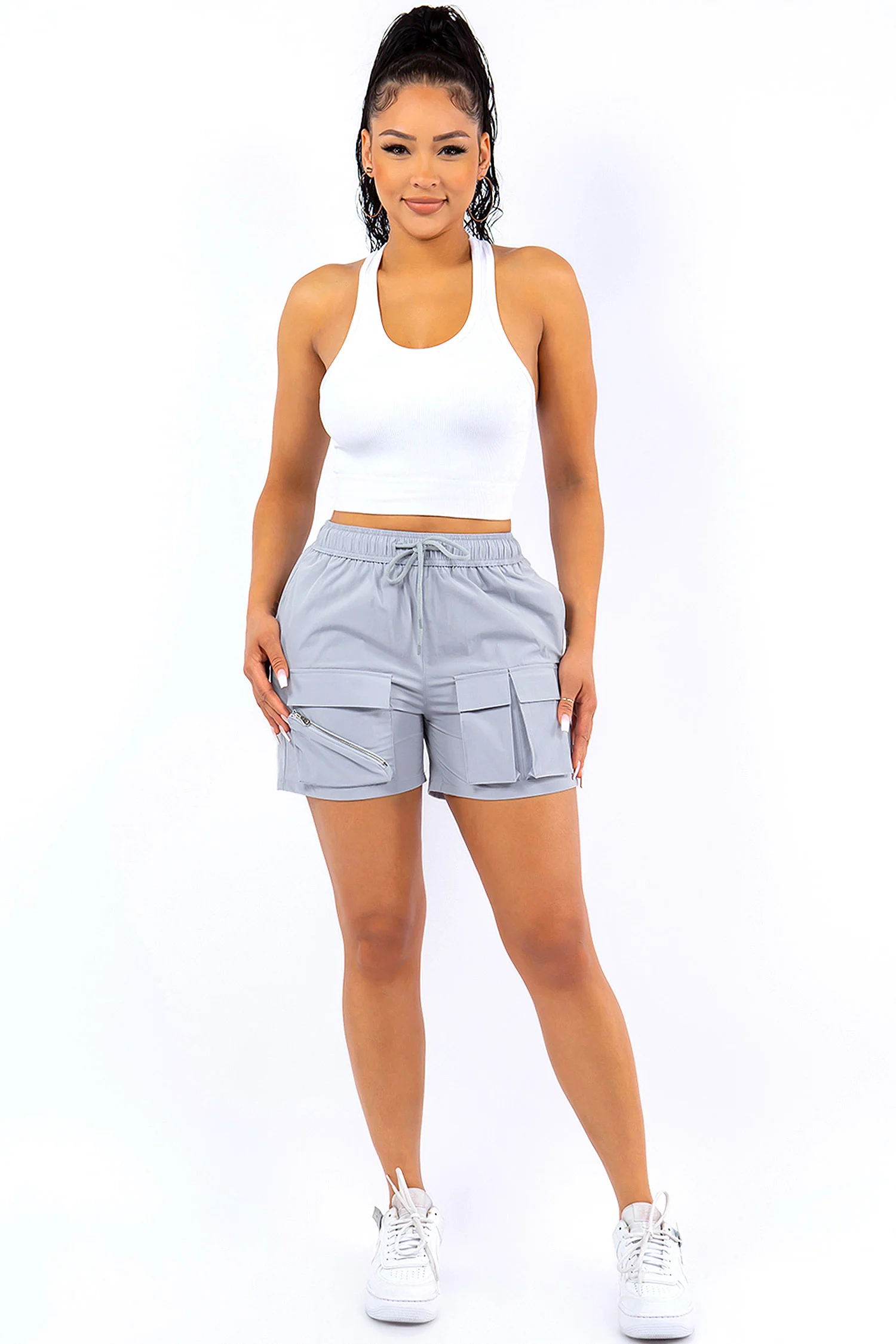 Women's Essential Light Weight Cargo Nylon Shorts - Image 5