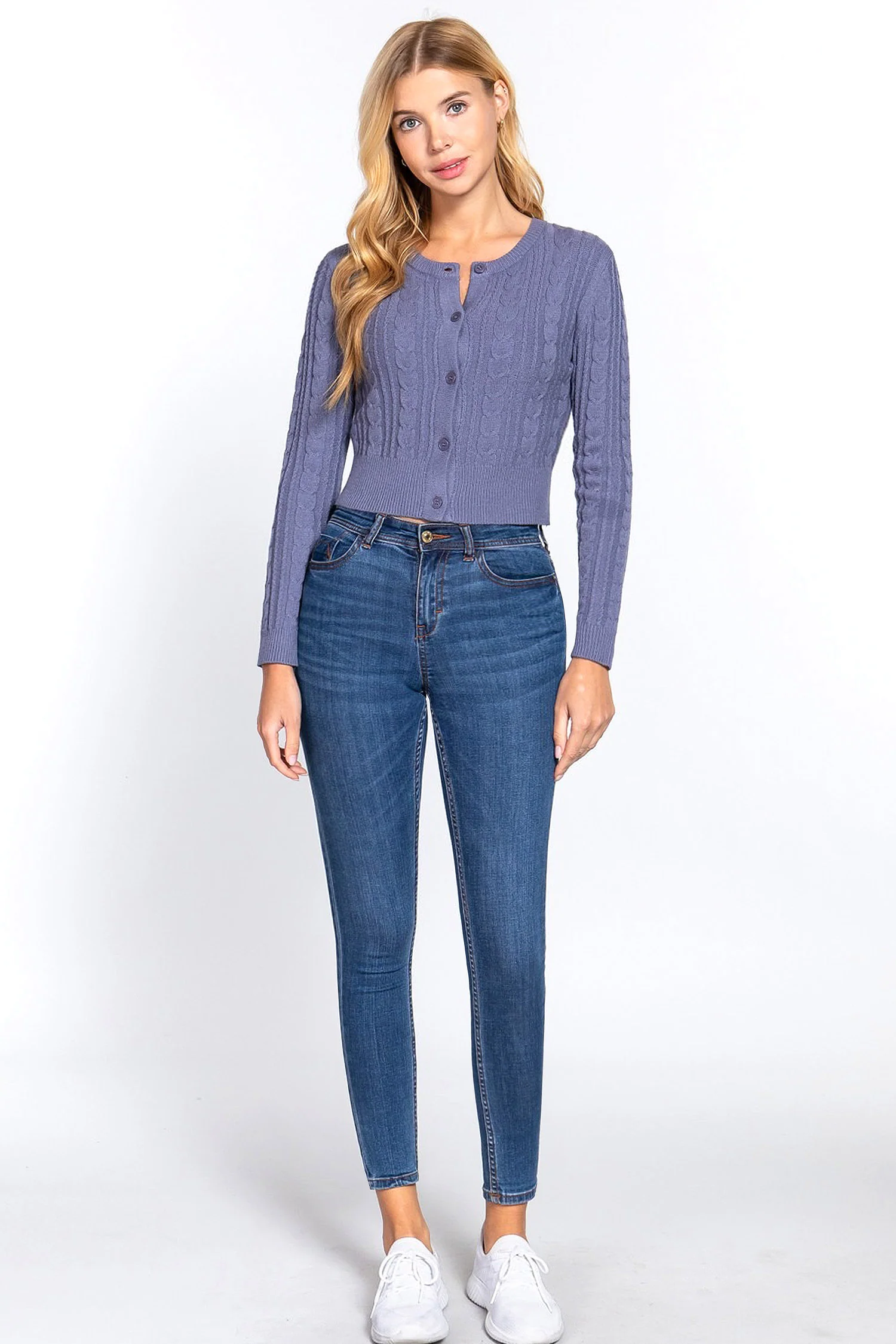 Women's Essential Long Sleeve Cable Sweater Cardigan - Image 7