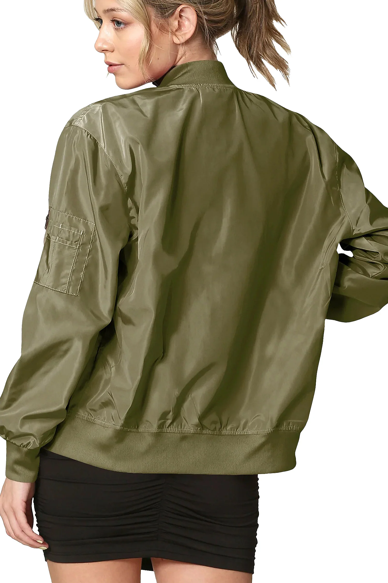 Women's Essential Lightweight Multi Pocket Windbreaker Bomber Jacket - Image 11