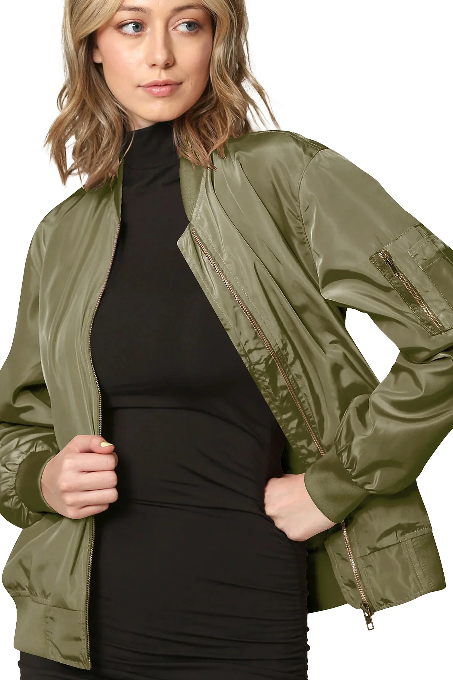 Women's Essential Lightweight Multi Pocket Windbreaker Bomber Jacket - Image 12