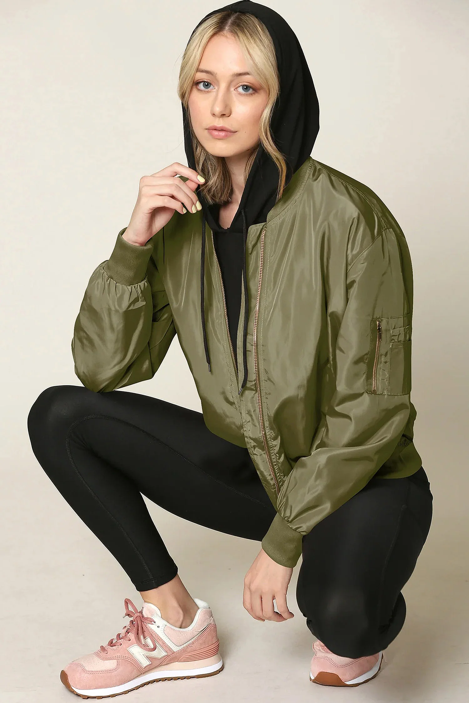 Women's Essential Lightweight Multi Pocket Windbreaker Bomber Jacket - Image 13