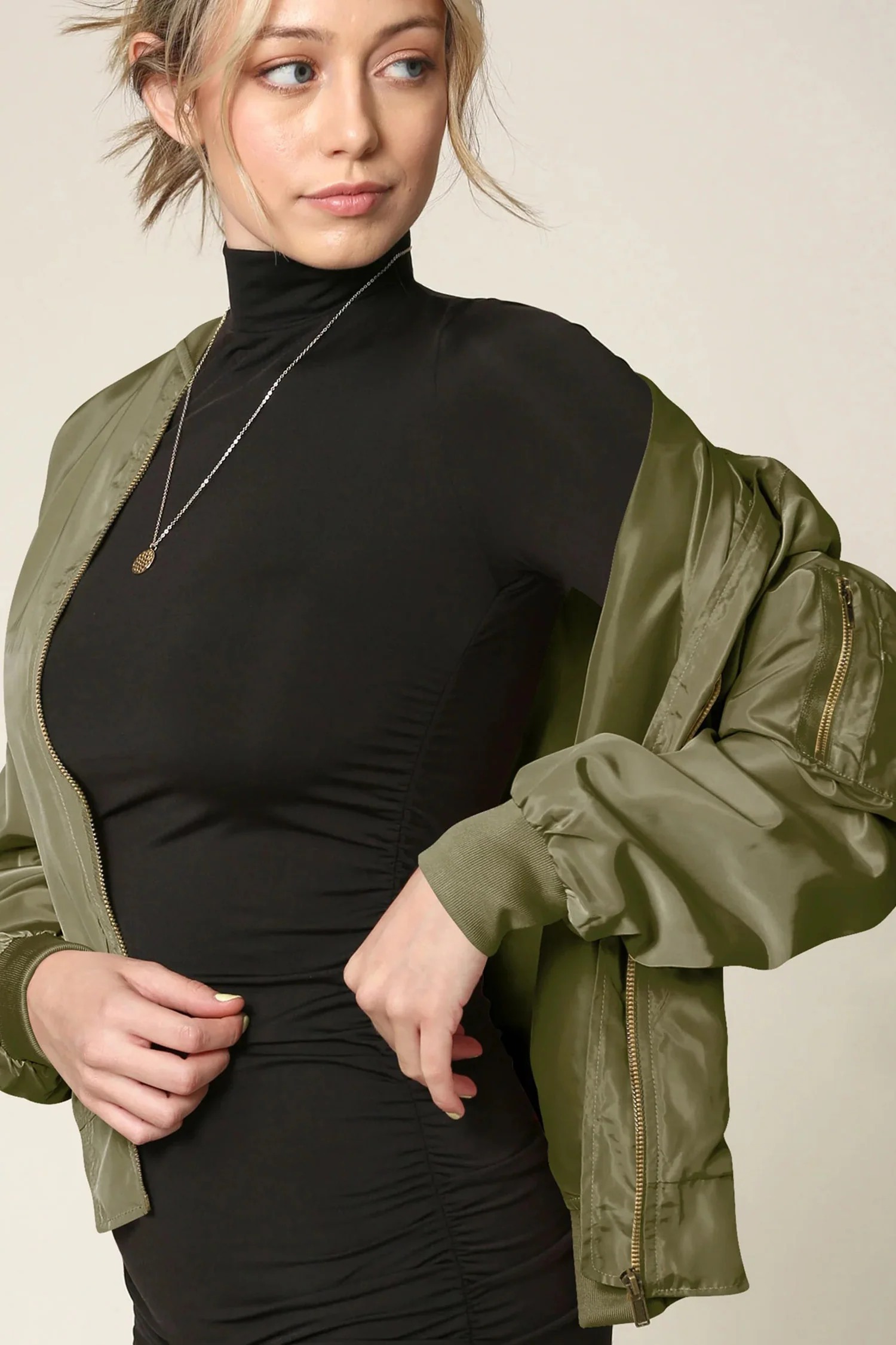 Women's Essential Lightweight Multi Pocket Windbreaker Bomber Jacket - Image 14